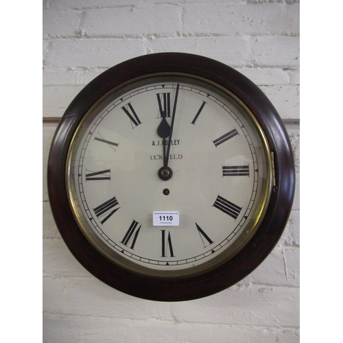 1110 - Early 20th Century mahogany cased wall clock, the painted dial having Roman numerals inscribed A.G. ... 