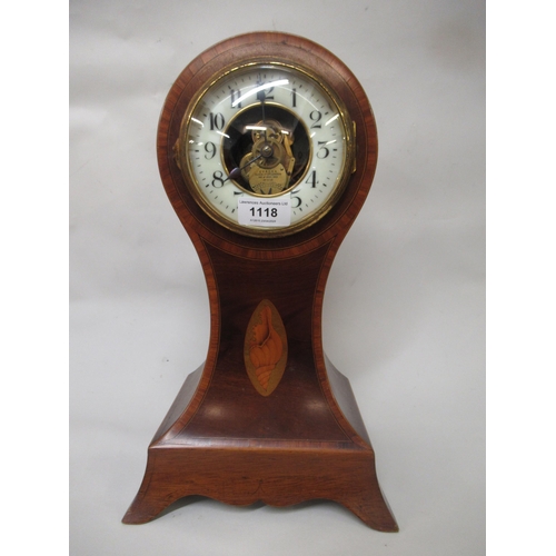 1118 - Large mahogany shell inlaid Eureka electric clock, the circular dial with Arabic numerals, inscribed... 