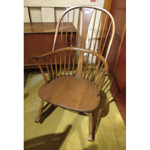 1197 - Modern Ercol dark stained stickback rocking chair