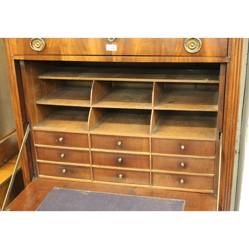 1200 - 19th Century French mahogany escritoire with a single drawer above a fall front enclosing fitted int... 