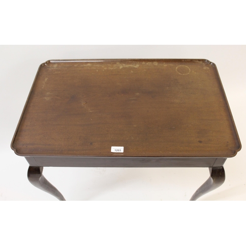 1203 - 19th Century mahogany silver table, the rectangular dish top with pinched corners above a plain frie... 