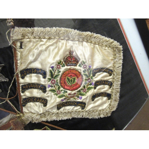 121 - Early 20th Century framed silkwork picture of Cheshire Regiment Colours, framed, 55 x 65cm