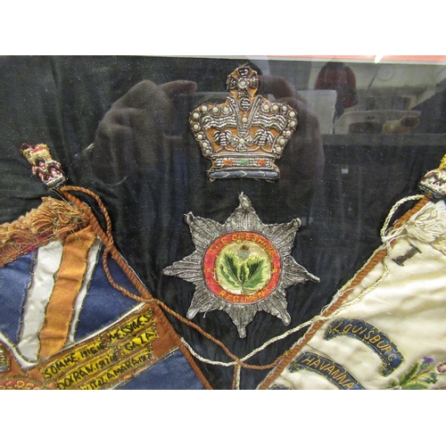 121 - Early 20th Century framed silkwork picture of Cheshire Regiment Colours, framed, 55 x 65cm