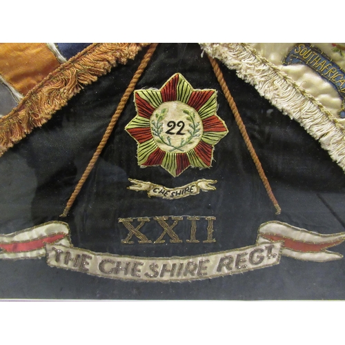 121 - Early 20th Century framed silkwork picture of Cheshire Regiment Colours, framed, 55 x 65cm