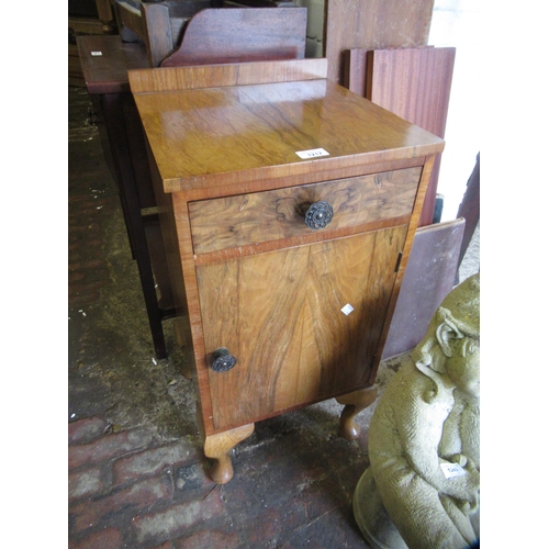 1217 - Walnut bedside cabinet circa 1920, together with a mahogany drop-leaf tea trolley