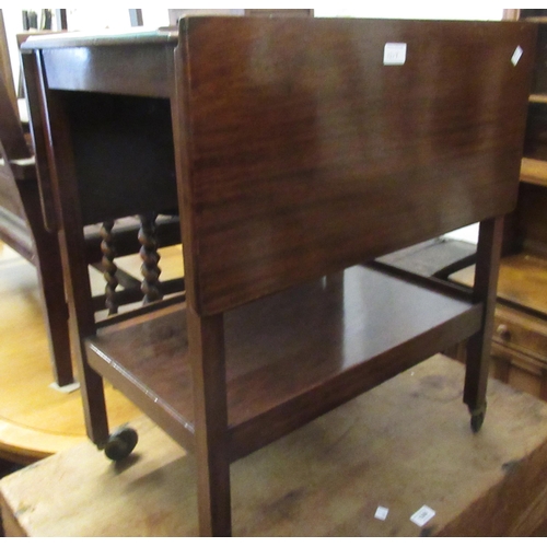 1217 - Walnut bedside cabinet circa 1920, together with a mahogany drop-leaf tea trolley