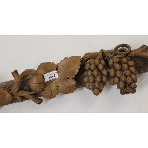 1223 - Large 19th Century Continental carved wooden overdoor in the form of a grapevine, probably Black For... 