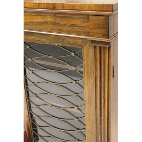 1227 - Good Regency rosewood chiffonier, the low mirrored back with scroll supports above a pair of brass g... 