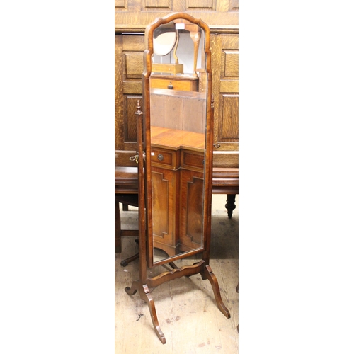 1435 - 1930's Walnut cheval mirror