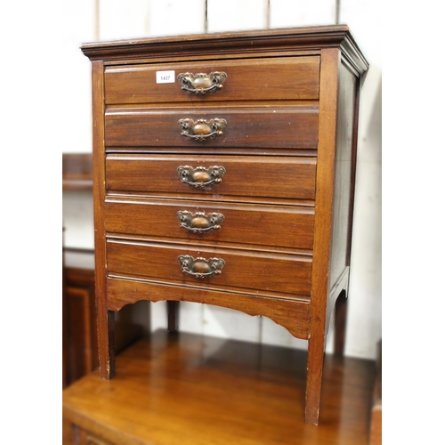 1437 - Edwardian mahogany five drawer music cabinet