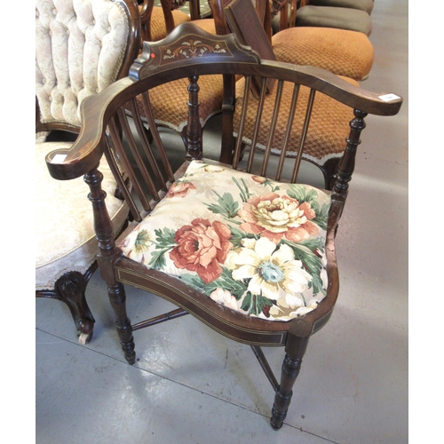 1447 - Edwardian mahogany and inlaid corner chair