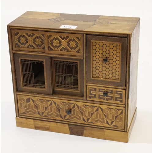 1472 - Late 19th Century Japanese parquetry inlaid table cabinet (at fault)