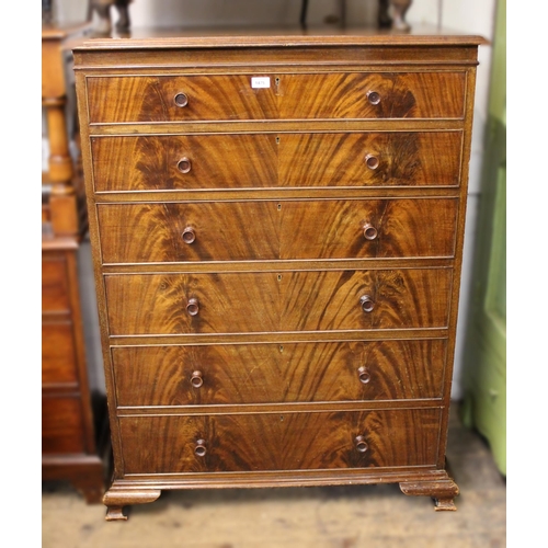 1475 - Early 20th century mahogany tool chest of six graduated drawers with knob handles, raised on ogee br... 