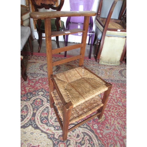 1488 - 19th Century oak prie dieu chair with cane and string seat