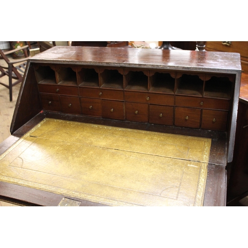 1490 - 19th Century mahogany bureau, the fall front enclosing a fitted interior with leather writing slope ... 