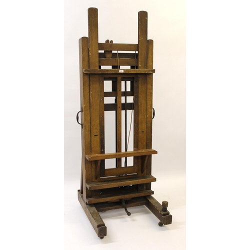 1505 - Winsor & Newton faux oak painted pine ' Improved studio easel ' sold by All Artists Colourmen & Co.,... 