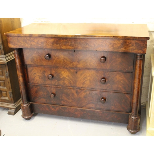 1509 - Victorian mahogany chest, having single frieze drawer above three long drawers, with knob handles fl... 