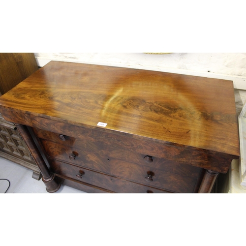 1509 - Victorian mahogany chest, having single frieze drawer above three long drawers, with knob handles fl... 