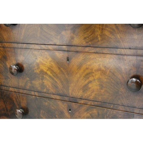 1509 - Victorian mahogany chest, having single frieze drawer above three long drawers, with knob handles fl... 