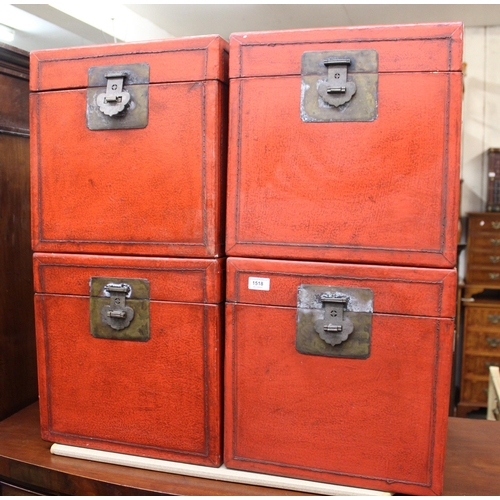 1518 - Group of four modern Chinese red lacquer storage boxes, each 40cm wide