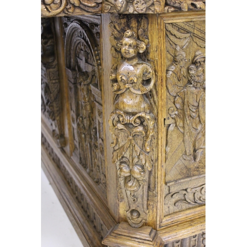 1522 - Fine oak twin pedestal partner's desk, the shaped red tooled leather inset top above shallow frieze ... 