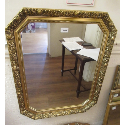 1534 - Modern octagonal gilt framed wall mirror, 55 x 70cm, together with three other rectangular gilt fram... 