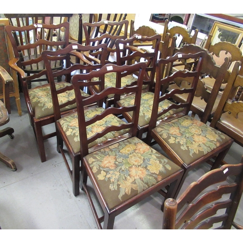 1541 - Set of six (two plus four) 19th Century mahogany dining chairs having drop-in seats, on square chamf... 