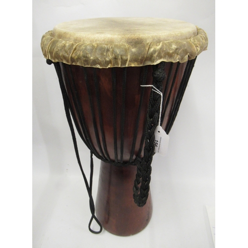 156 - African floor standing circular skin covered drum