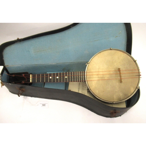 164 - Early 20th century Jetelele (banjolete) with instructions, in original case