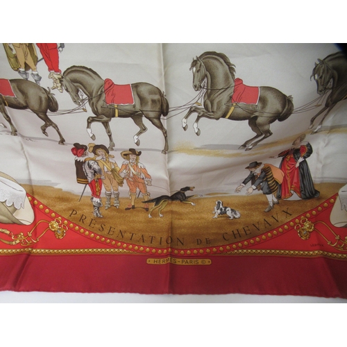 24 - Hermes silk scarf ' Presentation de Chevaux ' by Philippe Ledoux, 90cm square