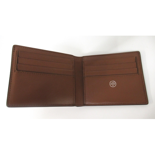 25 - Mulberry eight card full grain leather wallet, 9cm high x 11.5cm wide x 2cm deep