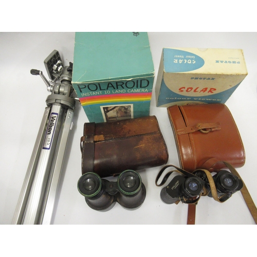 254 - Pair of early 20th century binoculars by Smart, leather cased, together with a pair of Dollond 8 x 3... 