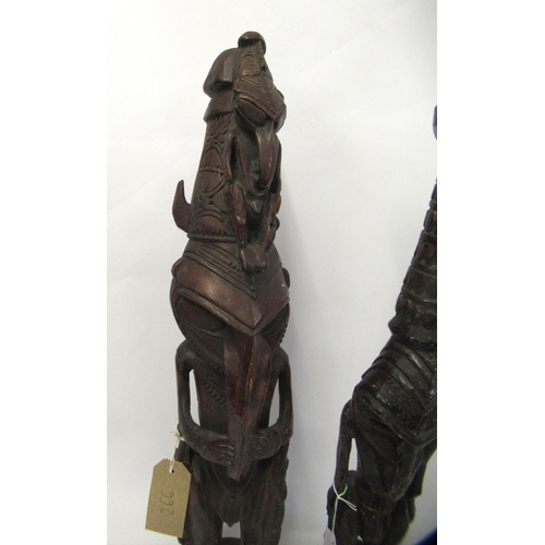 266 - Two Papua New Guinea carved wooden Sepik ancestral figures