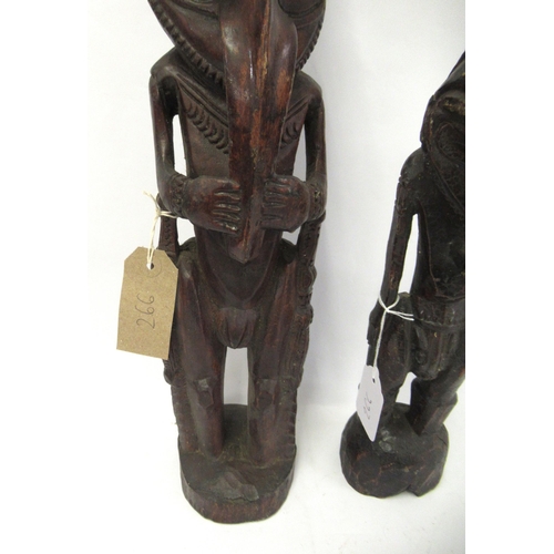 266 - Two Papua New Guinea carved wooden Sepik ancestral figures