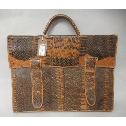 28 - Snakeskin and leather briefcase, 43cm wide
