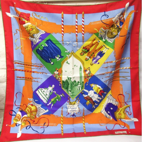 31 - Hermes, Paris, silk scarf, ' Le Carnaval de Venise ' designed by Hubert de Watrigant 1993, 90cm squa... 