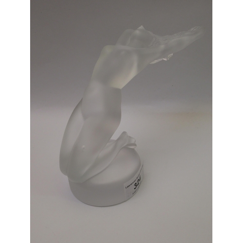 Lalique frosted glass figure of a kneeling female (bruise to leg), 14cm high