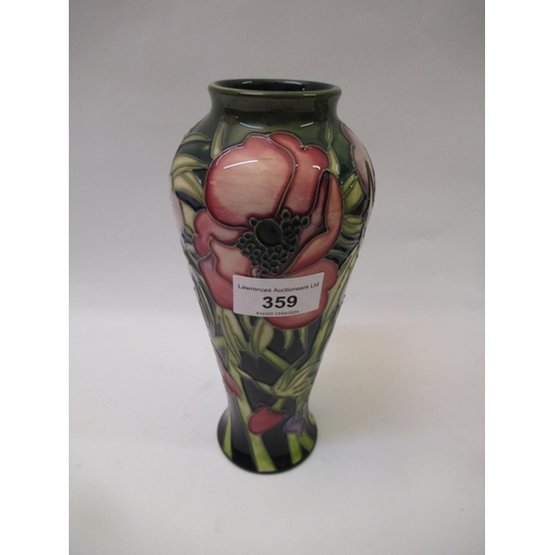 359 - Moorcroft pink anemone baluster form vase, 20.5cm high