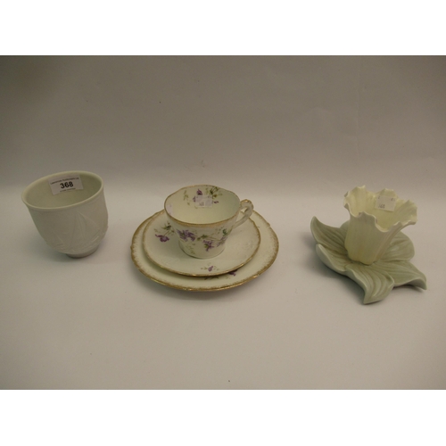 368 - Grainger Worcester lily pad vase, a KPM trio and a Lladro relief moulded vase