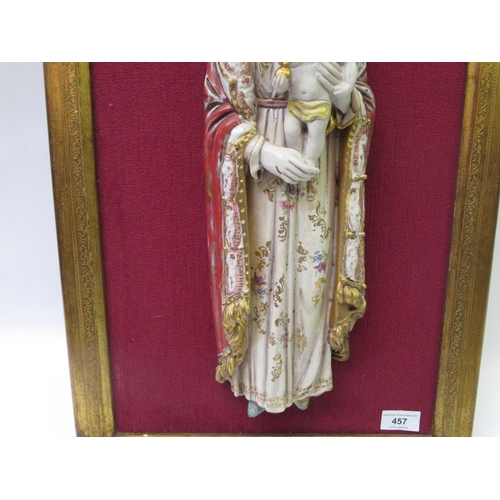 457 - Eugenio Pattarino, Madonna and child, figural porcelain group, in gilt wooden frame