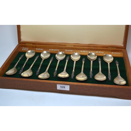 Birmingham mint set of thirteen silver Apostle spoons in fitted box, 13.4oz t
