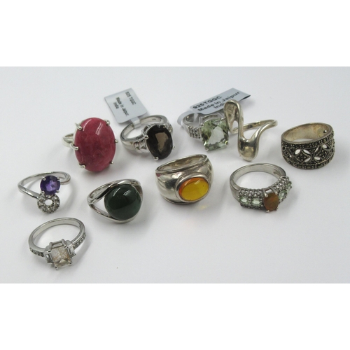 684 - Group of ten various silver dress rings