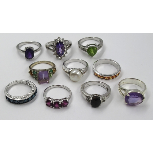 690 - Group of ten various silver dress rings