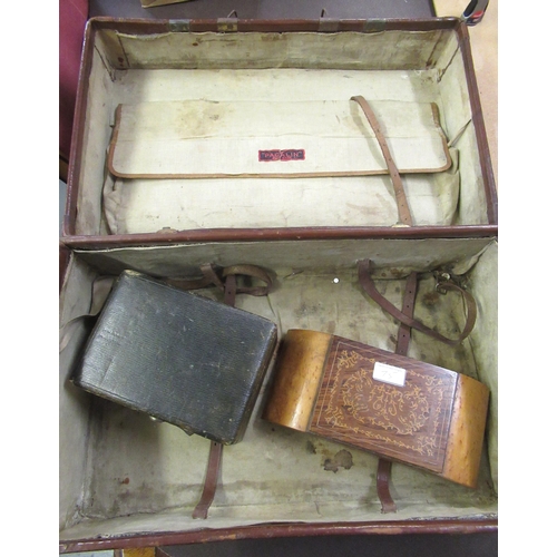 75 - Small leather suitcase by Pacalin, together with two jewellery boxes