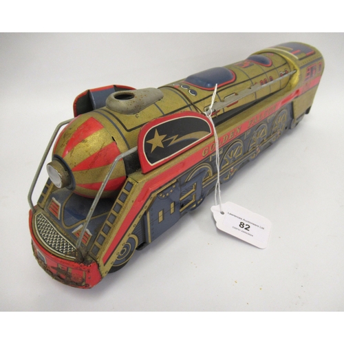 82 - Japanese battery operated tin plate toy locomotive, ' Golden Falcon '