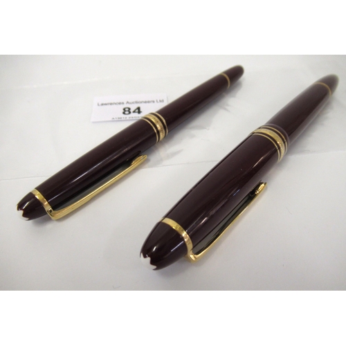 84 - Montblanc No. 146 fountain pen with an 18ct gold nib, together with another similar Montblanc founta... 