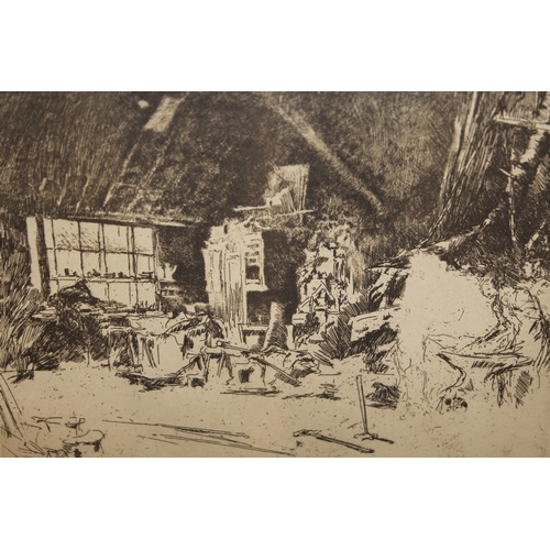 After Whistler, a published etching ' The Smithy ', artists symbol within the plate, 13 x 16.5cm (plate size)