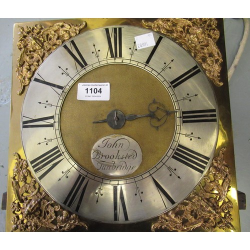 1104 - Mahogany cased wall clock with a single train thirty hour movement, signed John Brooksted, Tunbridge... 