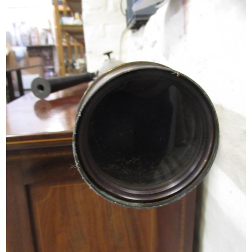 213 - E. Bowen Optician, Manchester, large two section telescope with stand fixing (lacking tripod), 134cm... 