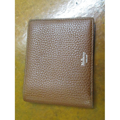 25 - Mulberry eight card full grain leather wallet, 9cm high x 11.5cm wide x 2cm deep